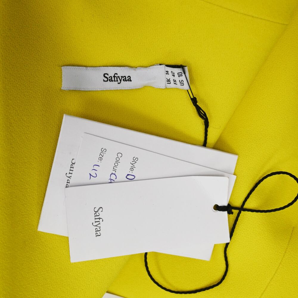 Safiyaa Avery Bright Yellow Draped Crepe Asymmetric Midi Dress Size 10 - Picture 11 of 13